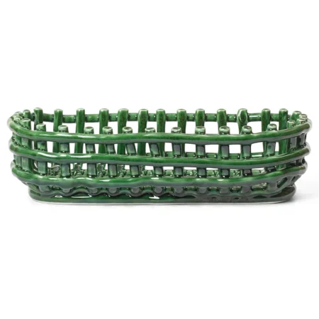 Ferm Living, Ceramic Basket - Oval - Emerald Green