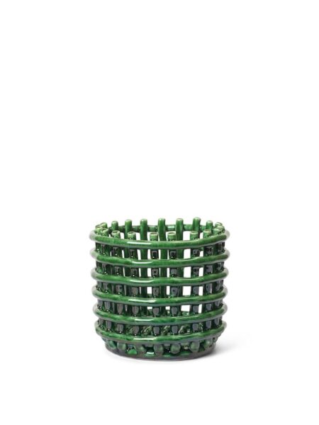 Ferm Living Ceramic Basket Small Ø: 16 cm - Emerald Green