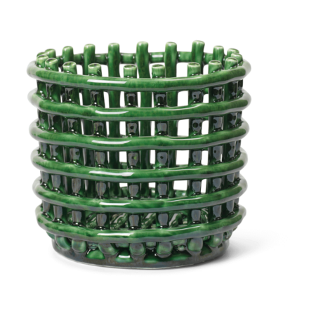 Ferm Living Ceramic flettet kurv Ø16 cm Emerald Green