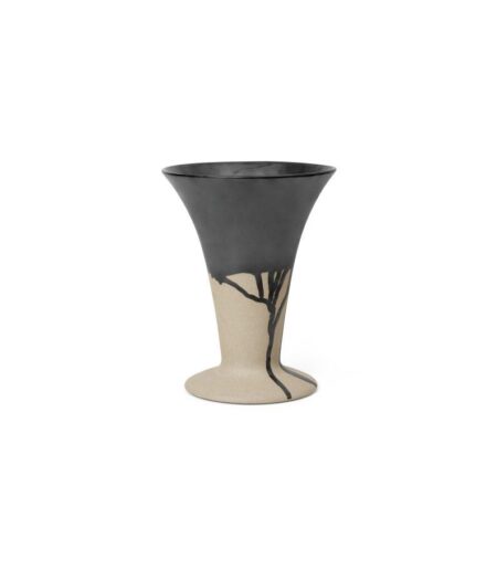 Ferm Living Flores Vase H: 23 cm - Sand/Black OUTLET