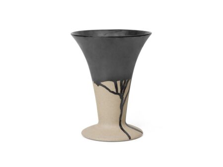 Ferm Living - Flores Vase - Vase - Sand/Black - Ø18 x H23 cm