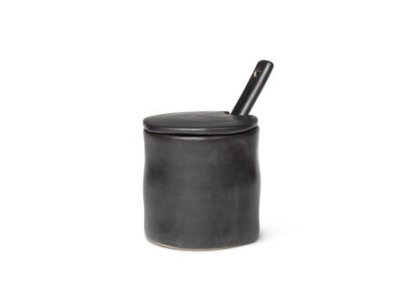 Ferm Living - Flow Jar w. Spoon - Krukke - Black - W7,5 x H8 x D8 cm