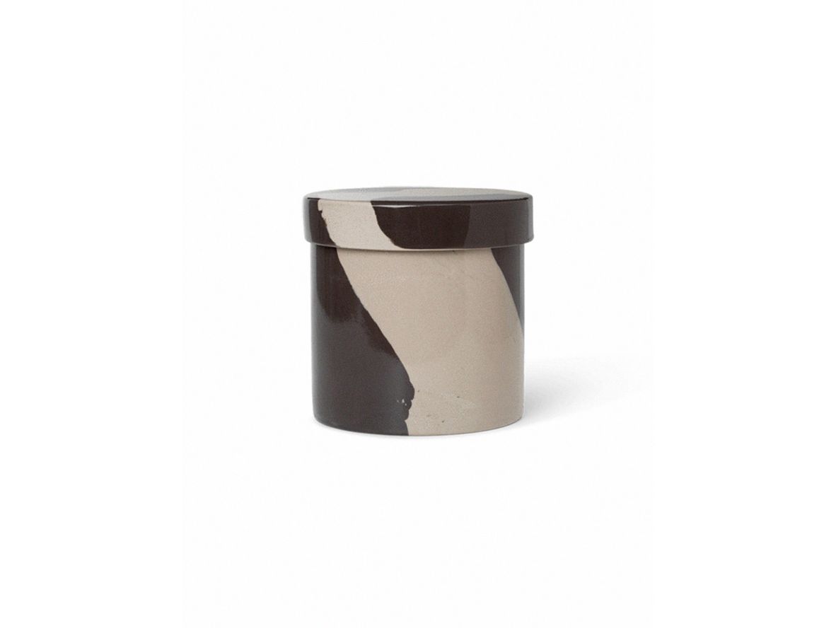 Ferm Living - Inlay Container - Krukke - Large - Sand/Black - Ø14,5 x H14 cm Ferm Living - Inlay Container - Krukke - Large - Sand/Black - Ø14,5 x H14 cm
