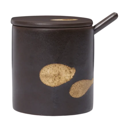 Ferm Living Koyo krukke med ske Dark brown-buff
