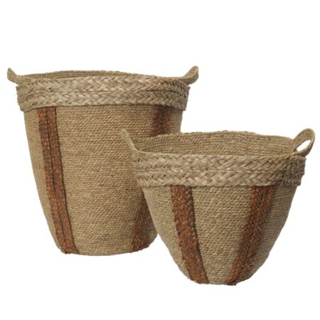 Ferm Living Mar Wove Baskets Set of 2 - Natural/Red Brown