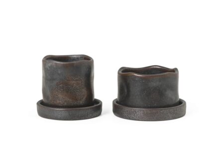 Ferm Living Uneru Mini Pots Set Of 2 - Black/Brown