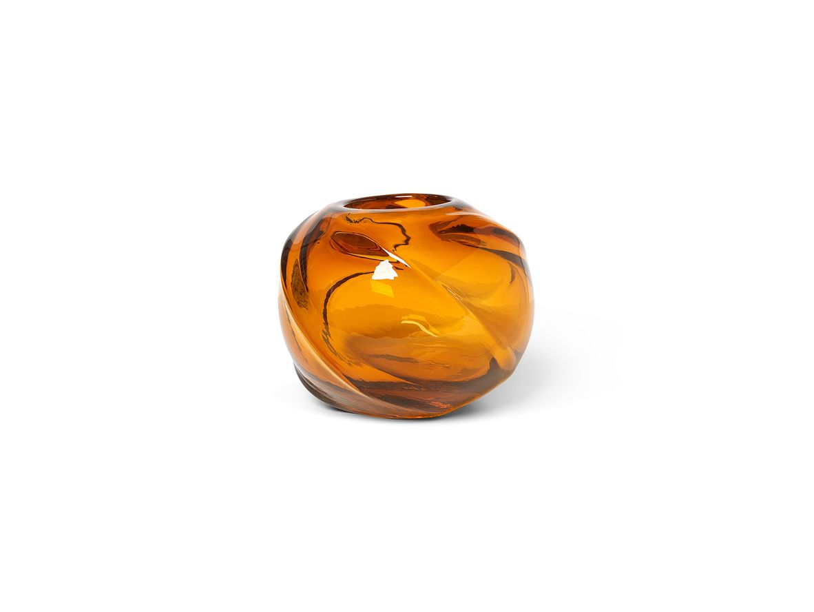 Ferm Living - Water Swirl Round Vase - Vase - Amber - Ø21 x H16 cm Ferm Living - Water Swirl Round Vase - Vase - Amber - Ø21 x H16 cm