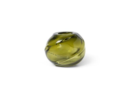 Ferm Living - Water Swirl Round Vase - Vase - Moss Green - Ø21 x H16 cm