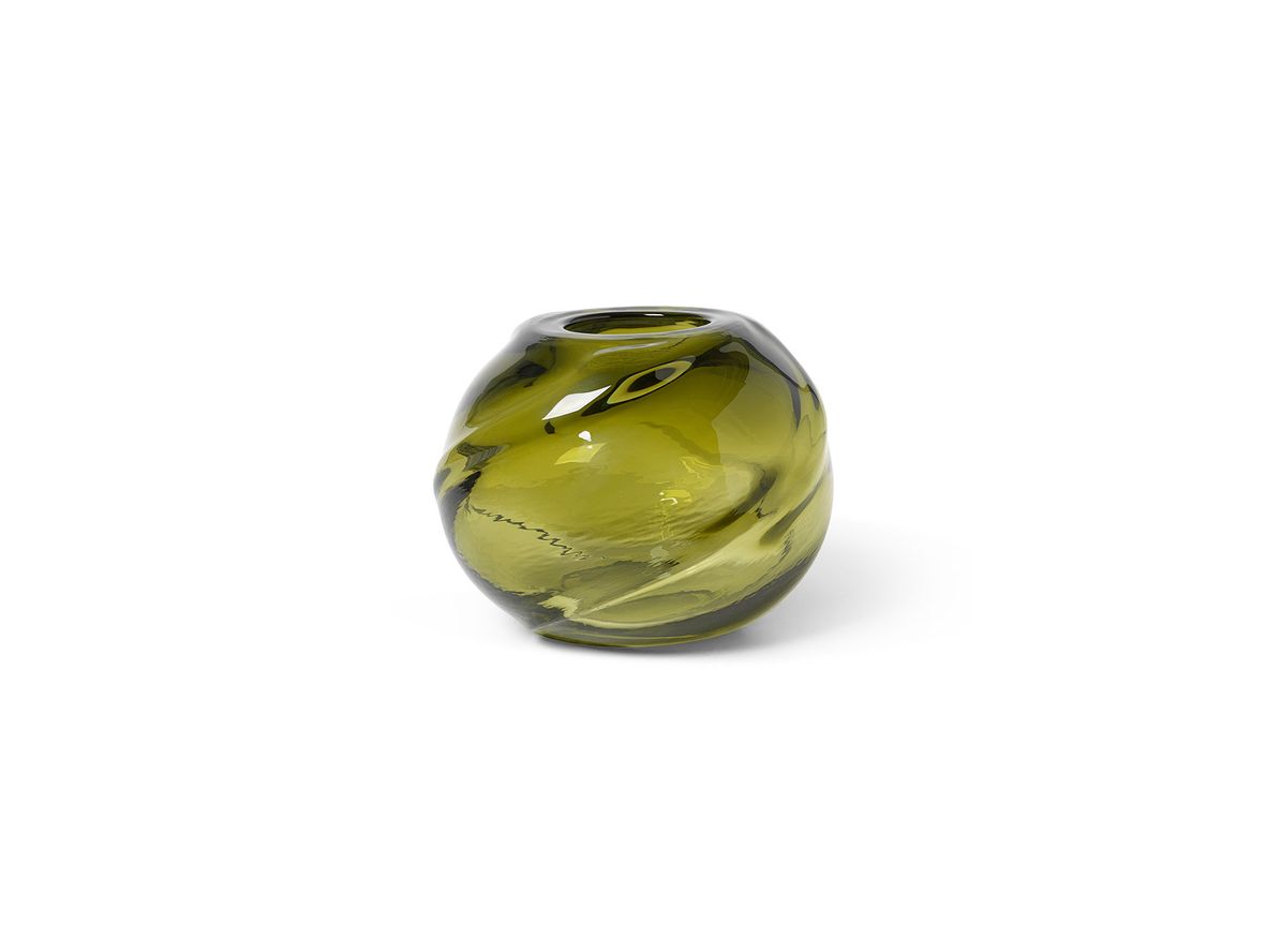 Ferm Living - Water Swirl Round Vase - Vase - Moss Green - Ø21 x H16 cm Ferm Living - Water Swirl Round Vase - Vase - Moss Green - Ø21 x H16 cm