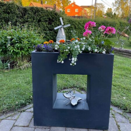 Fiberarmerad kruka i exklusiv design | Granit/svart