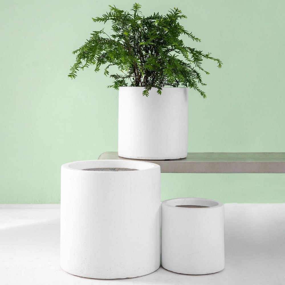 Fiberforstærkede udendørs potter | 3-pak | hvid Fiberforstærkede udendørs potter | 3-pak | hvid