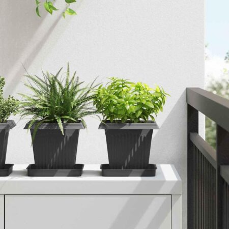 Firkantet Blomsterkrukke 6 stk Sort 43 x 43 x 33.5 cm Plastik