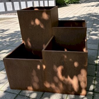 Firkantet corten plantekasse 4 modul m/ bund L100 B100 H96