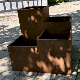 Firkantet corten plantekasse 4 modul u/ bund L100 B100 H96