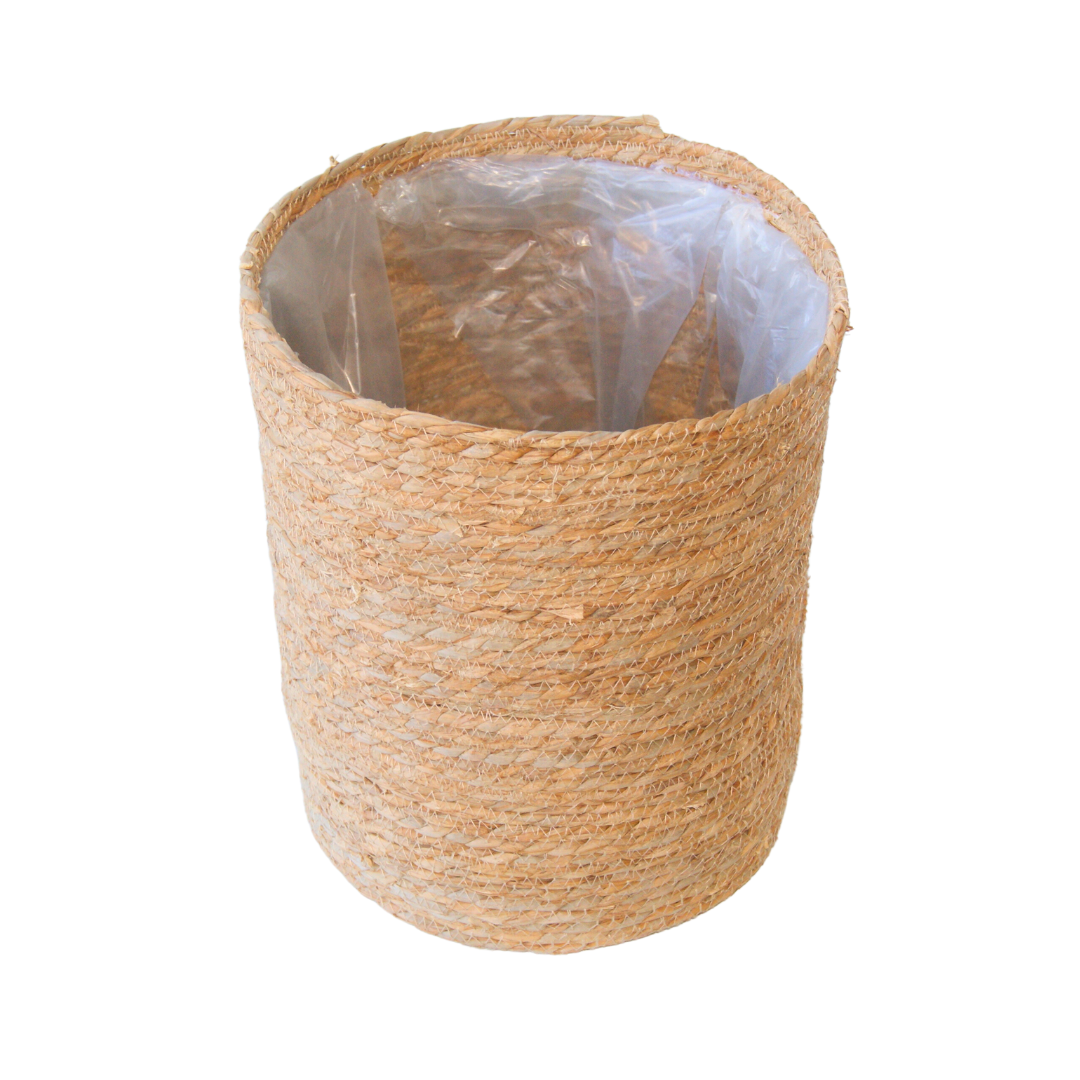 Fletkurv til planter i hamp - Med plast indlæg - Ø30xh35 cm Fletkurv til planter i hamp - Med plast indlæg - Ø30xh35 cm