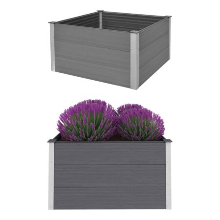 Forhøjet plantekasse 100x100x54 cm grå WPC
