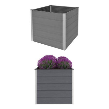 Forhøjet plantekasse 100x100x91 cm grå WPC