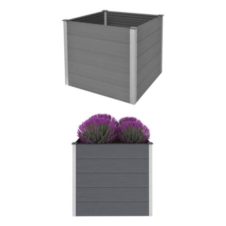 Forhøjet plantekasse 100x100x91 cm grå WPC