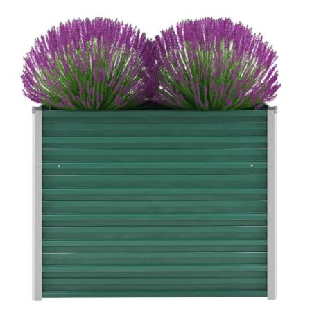 Forhøjet plantekasse 100x40x77 cm galvaniseret stål grøn
