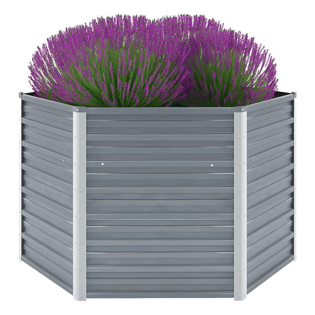 Forhøjet plantekasse 129x129x77 cm galvaniseret stål grå Forhøjet plantekasse 129x129x77 cm galvaniseret stål grå