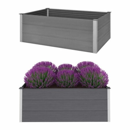 Forhøjet plantekasse 150x100x54 cm grå WPC