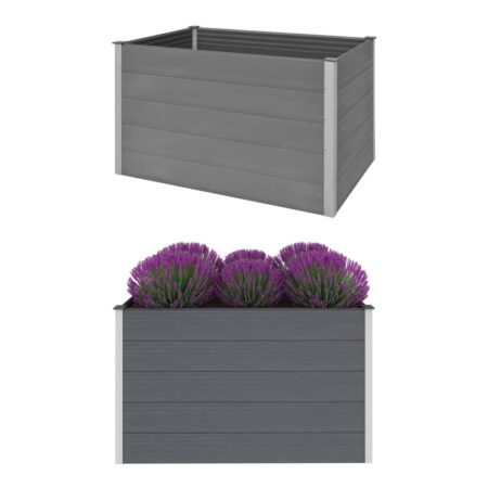 Forhøjet plantekasse 150x100x91 cm grå WPC