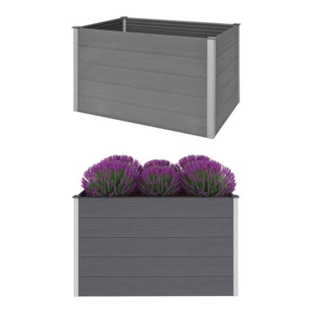 Forhøjet plantekasse 150x100x91 cm grå WPC