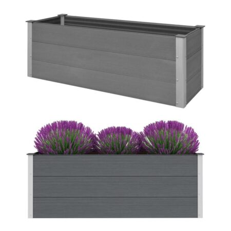 Forhøjet plantekasse 150x50x54 cm grå WPC