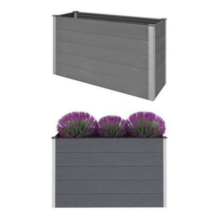 Forhøjet plantekasse 150x50x91 cm grå WPC