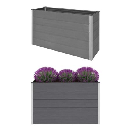Forhøjet plantekasse 150x50x91 cm grå WPC