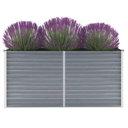 Forhøjet plantekasse 160x40x77 cm galvaniseret stål grå