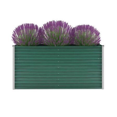 Forhøjet plantekasse 160x40x77 cm galvaniseret stål grøn