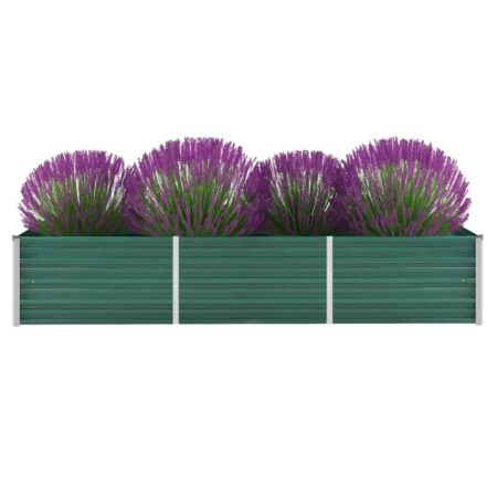 Forhøjet plantekasse 240x80x45 cm galvaniseret stål grøn