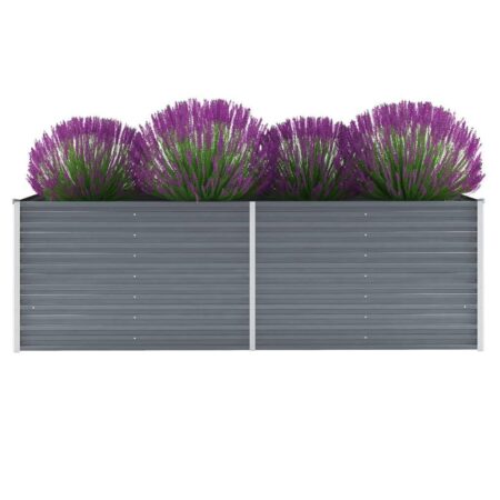 Forhøjet plantekasse 240x80x77 cm galvaniseret stål grå