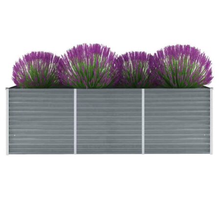 Forhøjet plantekasse 240x80x77 cm galvaniseret stål grå