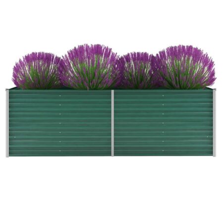 Forhøjet plantekasse 240x80x77 cm galvaniseret stål grøn