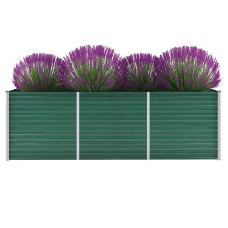 Forhøjet plantekasse 240x80x77 cm galvaniseret stål grøn