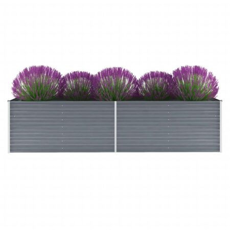 Forhøjet plantekasse 320x80x77 cm galvaniseret stål grå