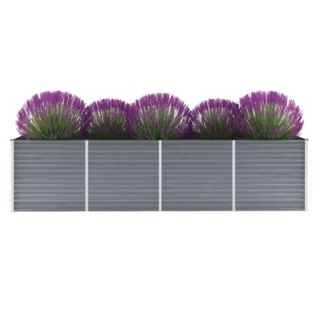 Forhøjet plantekasse 320x80x77 cm galvaniseret stål grå