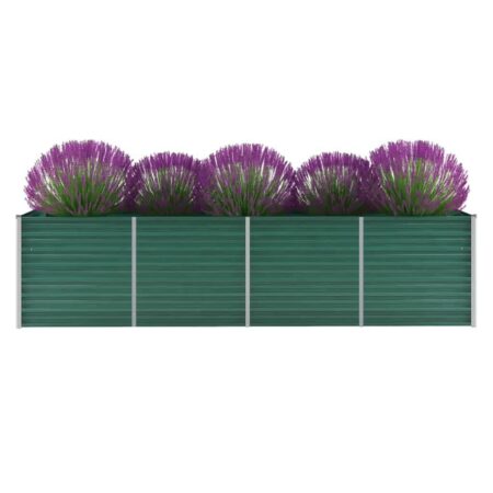 Forhøjet plantekasse 320x80x77 cm galvaniseret stål grøn