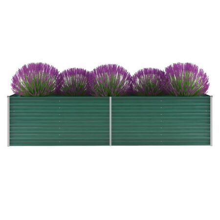 Forhøjet plantekasse 320x80x77 cm galvaniseret stål grøn