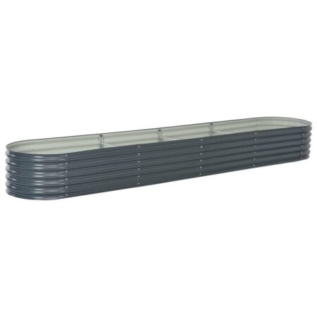 Forhøjet plantekasse 400x80x44 cm galvaniseret stål grå