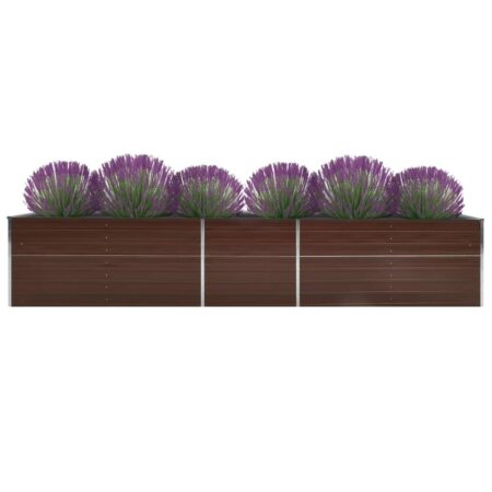 Forhøjet plantekasse 400x80x45 cm galvaniseret stål brun