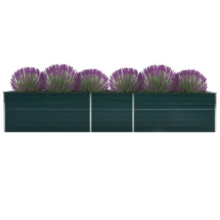 Forhøjet plantekasse 400x80x45 cm galvaniseret stål grøn