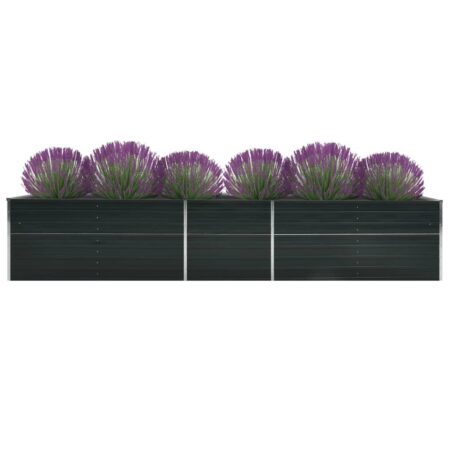 Forhøjet plantekasse 400x80x77 cm galvaniseret stål antracitgrå