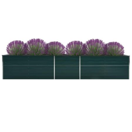 Forhøjet plantekasse 400x80x77 cm galvaniseret stål grøn