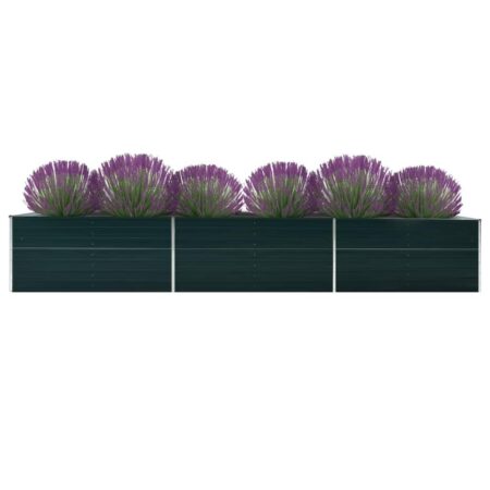 Forhøjet plantekasse 480x80x45 cm galvaniseret stål grøn
