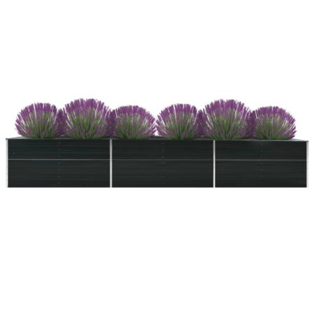 Forhøjet plantekasse 480x80x77 cm galvaniseret stål antracitgrå
