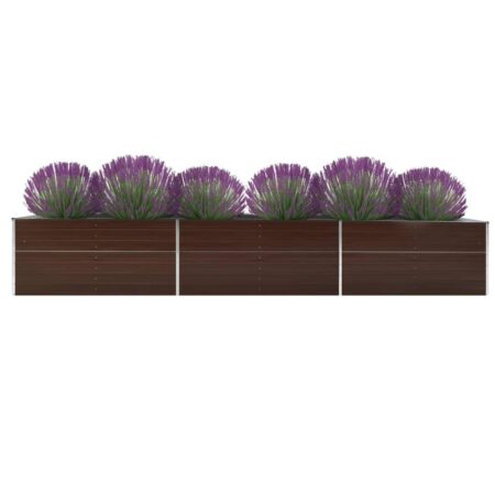 Forhøjet plantekasse 480x80x77 cm galvaniseret stål brun