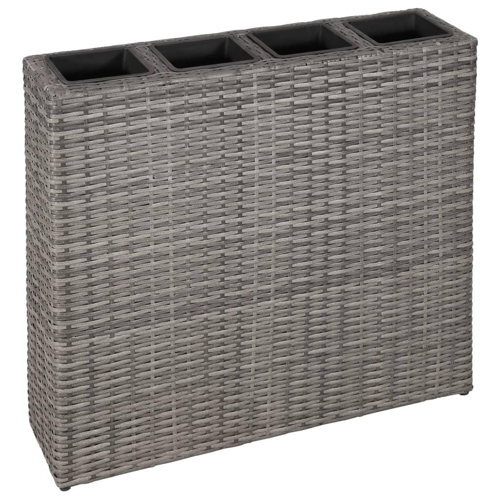 Forhøjet plantekasse med 4 krukker polyrattan grå Forhøjet plantekasse med 4 krukker polyrattan grå